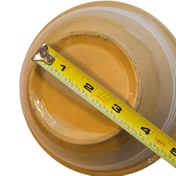 Vintage Yellow Ware Mixing Bowl 3 White Bands Stripes Farmhouse AS IS - Picture 3 of 16